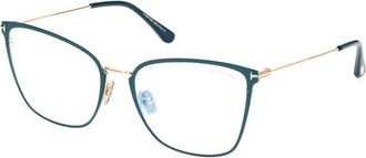 Tom Ford FT5839-B 087 Shiny Turquoise/Gold/Clear Blue Light Block 56mm