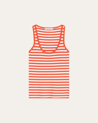 Max Mara Coral Striped Rib Tank Top
