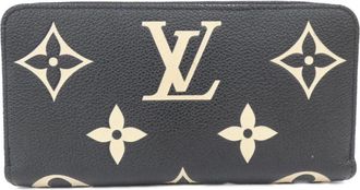 Louis Vuitton Beige Black Leather Long Wallet (Bi-Fold) (Pre-Owned)