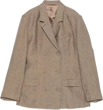 Mark Kenly Domino Tan Jenia Double-breasted Jacket