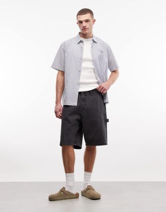 Obey Bigwig - Pantaloncini ampi in denim neri-Nero