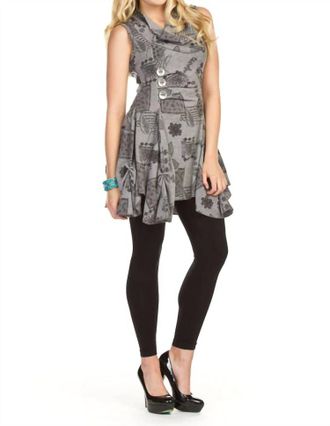 Papillon Floral Multi Print Hem Detail Dress In Grey