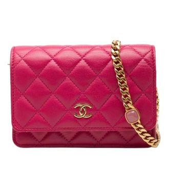 Chanel Pre-owned Wallet on Chain - Dames - Pre-owned - Roze - Maat: ONE Size Leer