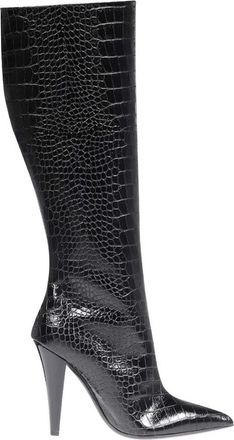 Tom Ford Croc Zip Knee High Laars 105 - Dames - Laarzen met Hak - Zwart - 39 EU - Leer - Schoenen