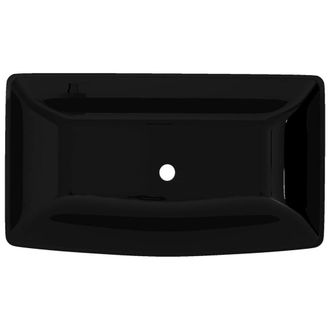 Berkfield Home Elegant Ceramic Bathroom Sink Basin Black Rectangular