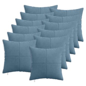 vidaXL Federa 12 Pcs Almelo Blu 45 X 45 Cm Corduroy Vidaxl