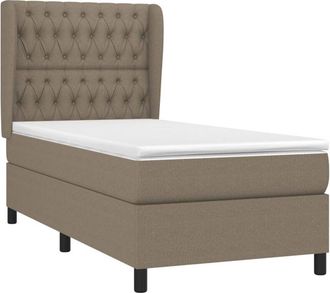 vidaXL Cama Box Spring Con Colch&oacute;n Tela Gris Taupe 90x200 Cm Vidaxl