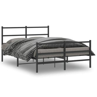 Berkfield Home Metal Bed Frame without Mattress with Footboard&not;Black 135x190cm in Black | Size: 135x190 cm