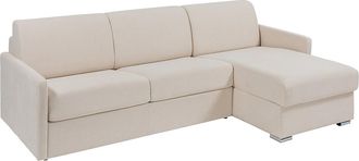 Vente-Unique Sof&aacute; cama rinconera tipo italiano y reversible de tela beige - Cama de 160 cm con lamas anchas - Colch&oacute;n de 18 cm - CALIFE