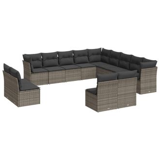 vidaXL Vidaxl - Set Divani Da Giardino 13 Pz Con Cuscini Grigio In Polyrattan