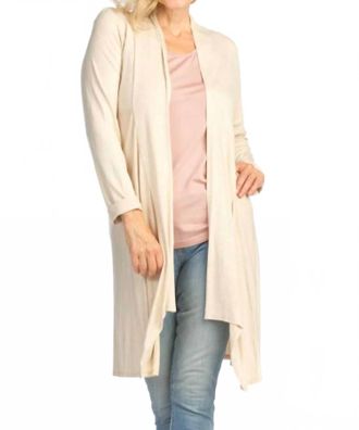 Papillon Lightweight 3/4 Sleeve Cardigan In Oatmeal