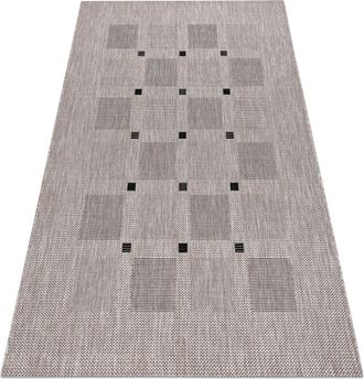 RugsX Rugsx - Alfombra De Cuerda Sisal Floorlux 20079 Cuadr&iacute;cula Plateado / Negro Beige 240x330 Cm