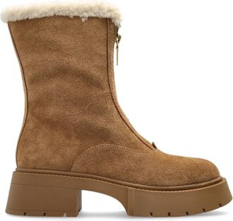 Coach Leah Platform Zip Bootie - Dames - Winterlaarzen - Beige - 39 EU - Su&egrave;de - Schoenen