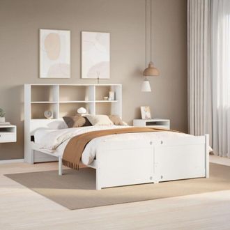 vidaXL Cama Con Estanter&iacute;a Sin Colch&oacute;n Madera Maciza Blanca 120x200 Cm Vidaxl