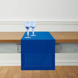 Solino Home Cotton Linen Hemstitch Table Runner in Blue at Nordstrom, Size Small/medium