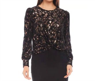 Karen Kane Penrose Puff Sleeve Velvet Burnout Top In Copper