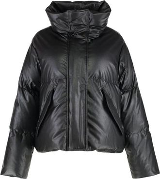 Maison Margiela Pufferjack van imitatieleer - Dames - Jassen - Zwart - Maat: M Leer