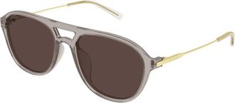Gucci Gespecialiseerde Navigator Zonnebril - Heren - Zonnebrillen - Grijs - 57 MM - Accessoires