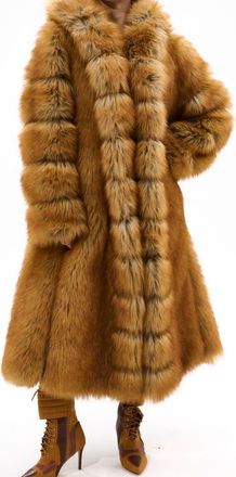 Azalea Wang Elizabeth Faux Fur Coat in Tan at Nordstrom, Size X-Large