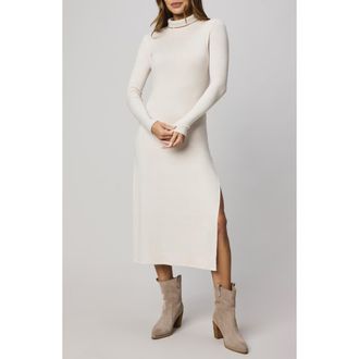 Splendid Rylee Turtleneck Long Sleeve Dress in Pale Oak White Heather at Nordstrom Rack, Size X-Large