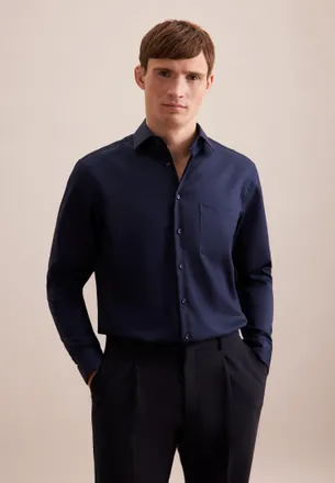 Seidensticker Businesshemd SEIDENSTICKER Schwarze Rose, Herren, Gr. XL (43), normale &Auml;rmell&auml;ngen, blau (dunkelblau), 100% Baumwolle, unifarben, regular fit, 2-Knopf