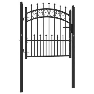vidaXL Puerta De Valla Con Picos Acero Negro 100x100 Cm Vidaxl