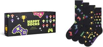 Happy Socks Assorted 4-Pack Gamer Cotton Blend Socks Gift Box in Black at Nordstrom, Size 41-46