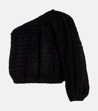 Eres Twist one-shoulder silk and cotton jacquard top