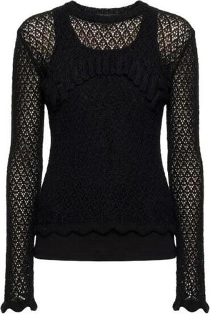 Blumarine Ronde hals gebreid - Dames - Ronde hals truien - Zwart - S - Truien & Vesten