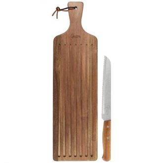 Gibson Home 2 Piece Acacia Wood Serving Board and Bread Knife Set in Brown at Nordstrom