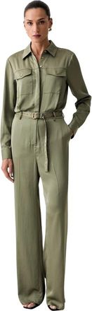 Michael Kors Satijnen Jumpsuit met Riem - Dames - Jumpsuits - Groen - M - Satijn - Jumpsuits & Playsuits