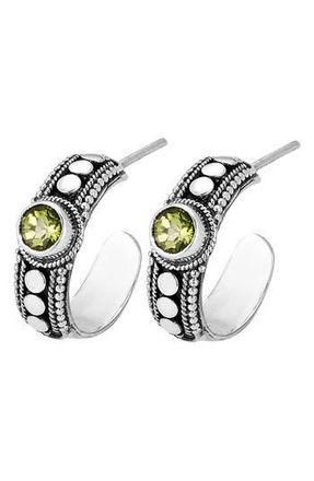 Samuel B. Sterling Silver Dot Hoop Earrings in Peridot at Nordstrom Rack