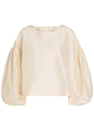 Suzie Kondi Balon Balloon-sleeve Silk-taffeta top - Off White - S (UK8-10 / S)