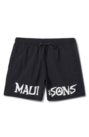 Maui and Sons Stonewave Adventure Drawstring Shorts in Black at Nordstrom, Size Xx-Large