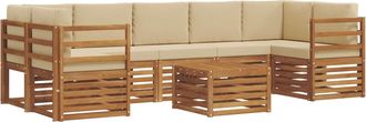 vidaXL Conjunto De Sof&aacute;s De Exterior 8 Uds. Natural Y Beige Vidaxl
