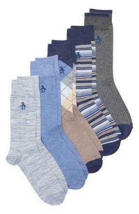 Original Penguin Wrigley Stripe Assorted 3-Pack Crew Socks in Navy at Nordstrom Rack
