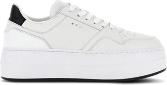 Hogan Panelled Sneakers met Logo Print en Flatform Zool - Dames - Sneakers - Wit - 39 1/2 EU - Leer - Schoenen