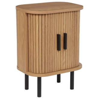 Beliani Mesita De Noche Retro Puertas Correderas Mdf Patas De Metal Madera Clara Bradley