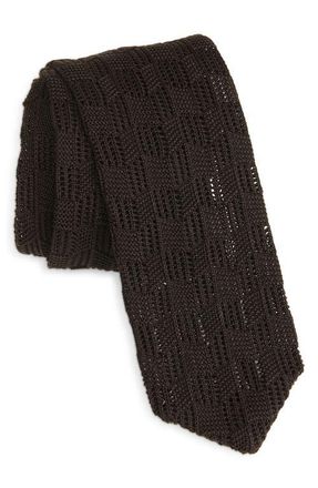 BOSS Cotton Knit Tie in Dark Brown at Nordstrom