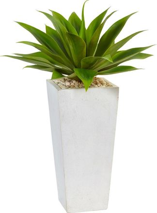 Nearly Natural Agave Artificial Plant in White Planter in Green at Nordstrom