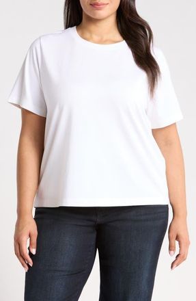 Eileen Fisher Crewneck Relaxed T-shirt in White at Nordstrom, Size 2X