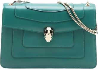 Bulgari Pre-owned Shoulder Bag - Dames - Vintage Schoudertas - Groen - ONE Size - Leer - Vintage