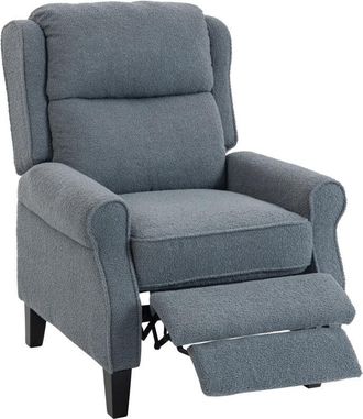 HOMCOM Recliner Armchair, Fabric Recliner Chair, Grey