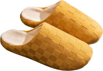 Generic Womens Slippers Size 6 Indoor Shoes for Women Memory Foam Slippers Checkerboard Cotton Slipper for Women Home Use in Winter Warmth with Thick Sole Vel