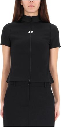 Courr&egrave;ges Top con zip in interlock - - Tops - Donna - Nero - M