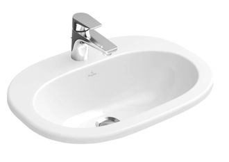 Villeroy & Boch Villeroy&boch - O.novo, Lavabos Sobre Encimera, 560 X 405 Mm, Ovalado, Para Grifer&iacute;a De 3 Orificios, Orificio Central Perforado, Con Rebosadero, Porce