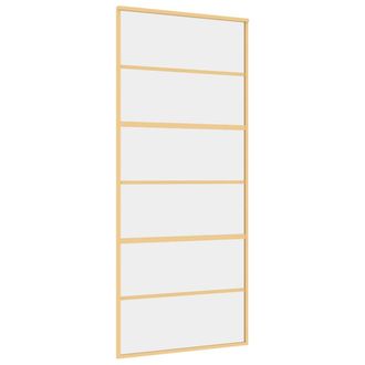vidaXL Puerta Corredera Dorada De Vidrio Esg Transparente Y Aluminio Vidaxl