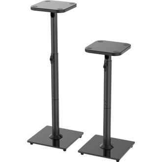 Relaxdays Relaxdays Soportes Para Altavoces X2, Hasta 10 Kg, Regulables 72-95 Cm, Antideslizantes, Metal Y Cristal Templado, Negro
