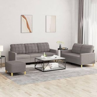 vidaXL Vidaxl - Juego De Sof&aacute;s Con Cojines 3 Piezas Tela Gris Taupe
