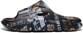 Generic Couple EVA Rehabilitation Shoes With A Poop Like Feel, Shower Slippers, Lightweight Beach Sandals White Black(Black,6.5uk)